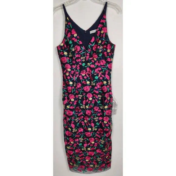 Dress The Poplulation | Dresses | Dress The Population Womens Sz M Aurora  Floral Bodycon Midi Dress Nwt | Poshmark